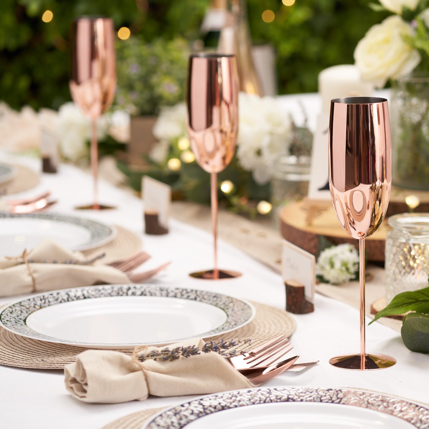 OS 2 Rose Gold Champagne Flutes S/S