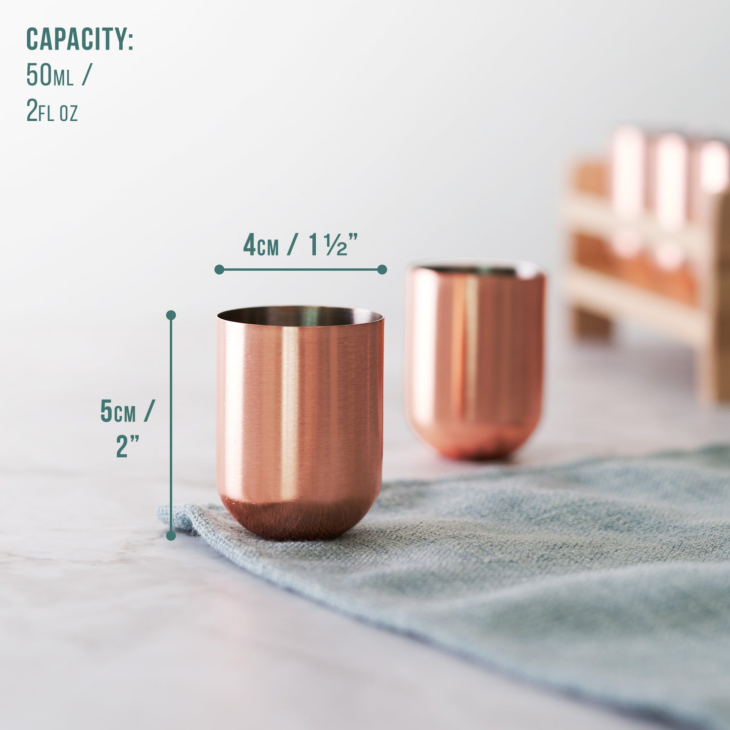 OS Rose Gold 6 Shot Glass Set on Tray