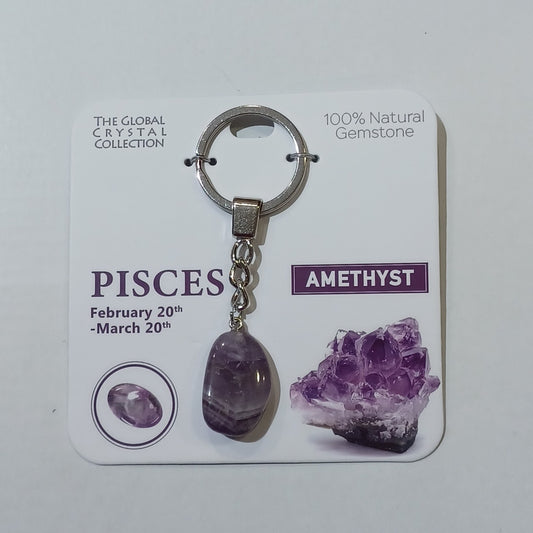Birthstone Keyring - Pisces Amethyst