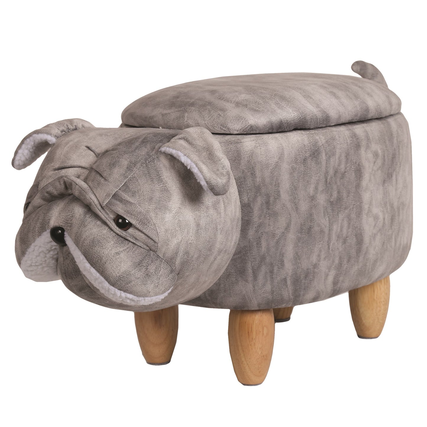 Grey Pug Bulldog Storage Footstool