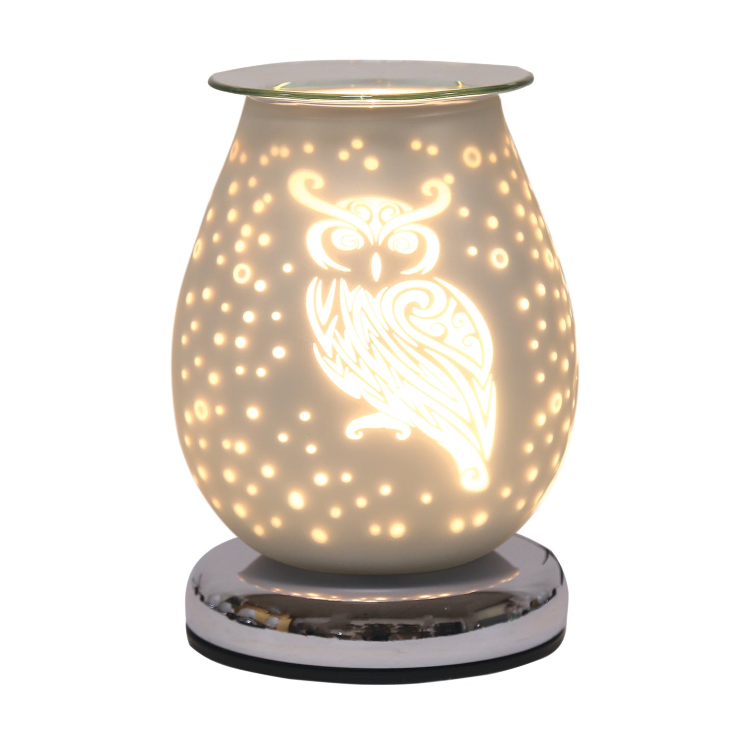 White Satin Electric Burner - Owl