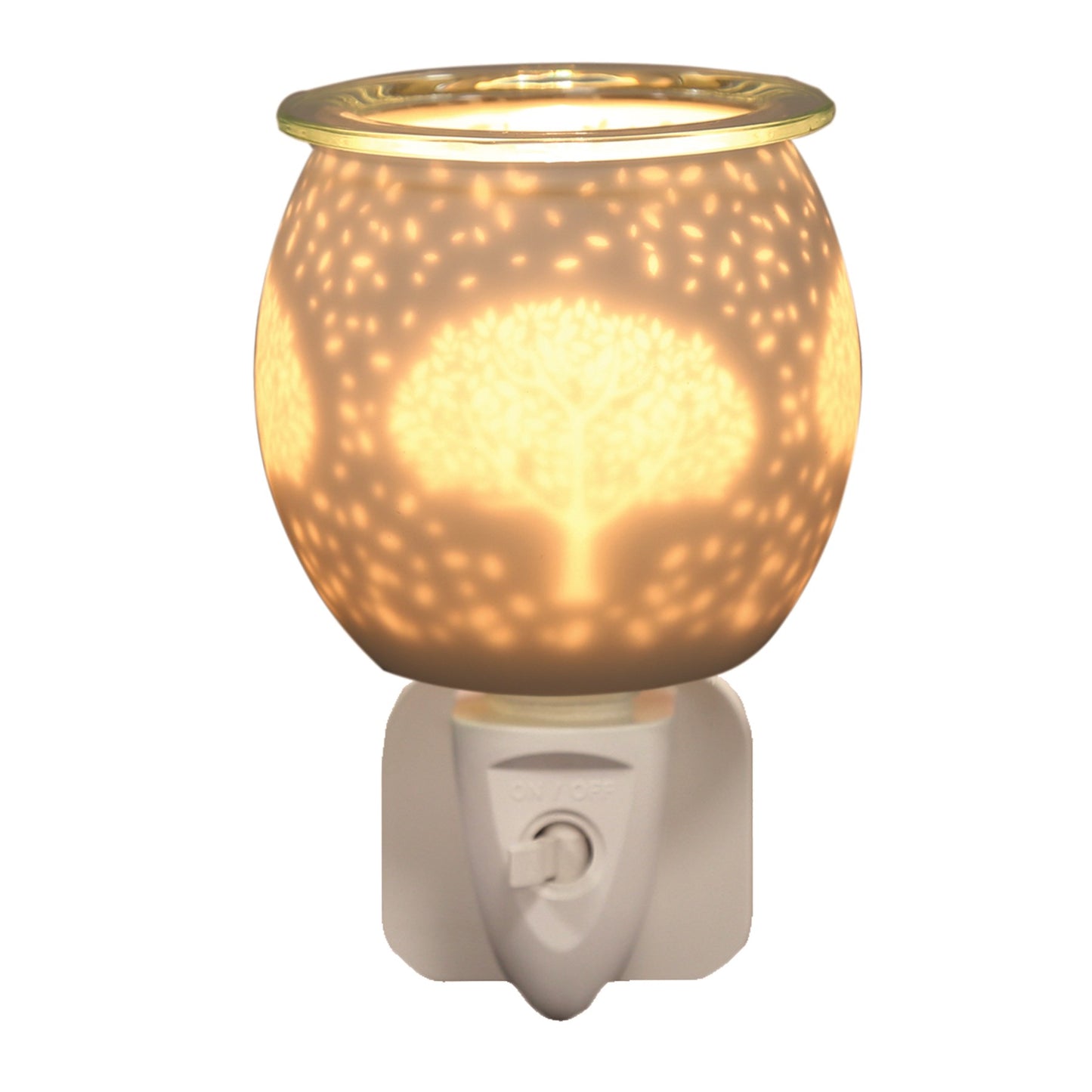 Plug In White Satin Wax Warmer - Tree of Life