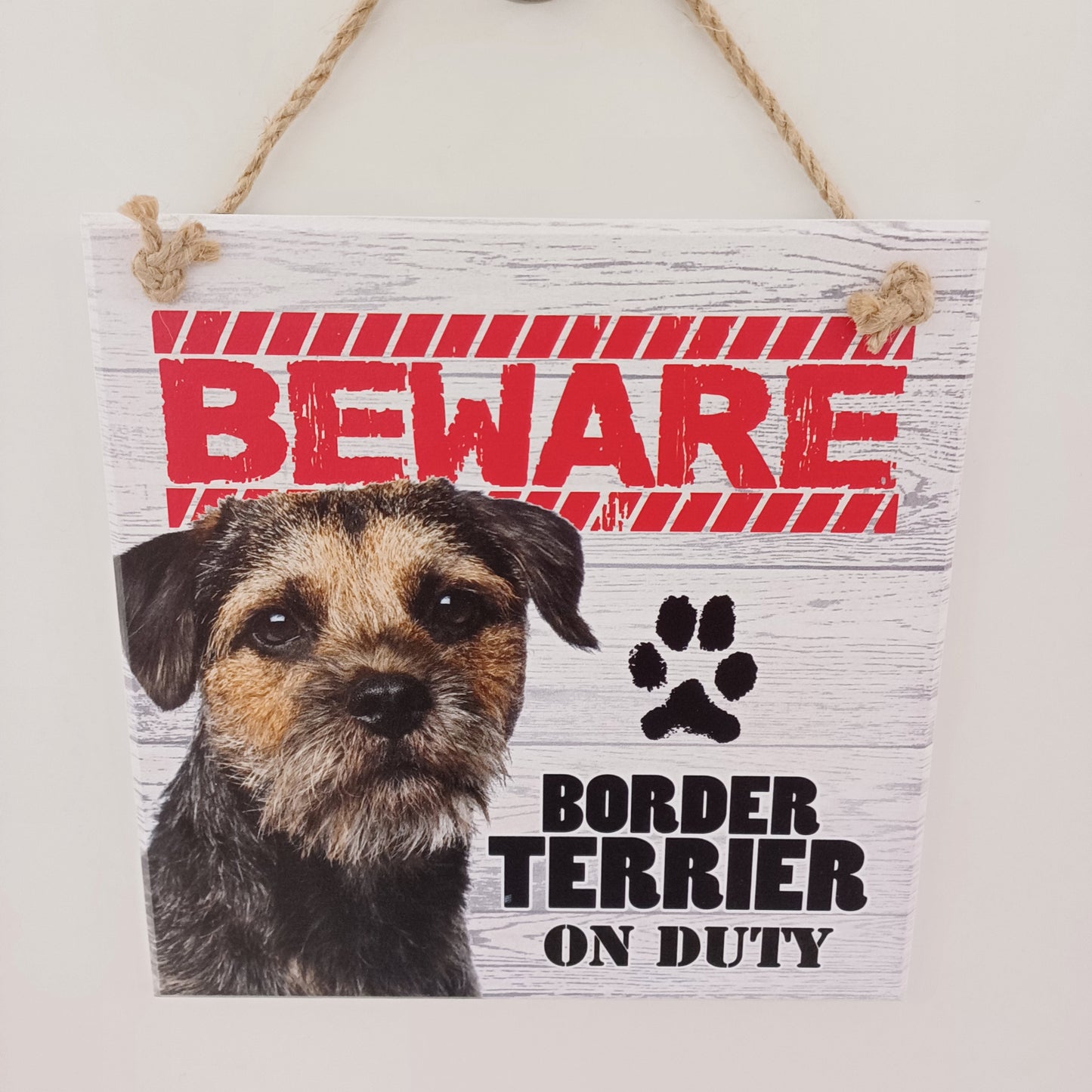 Beware Dog Plaque - Border Terrier
