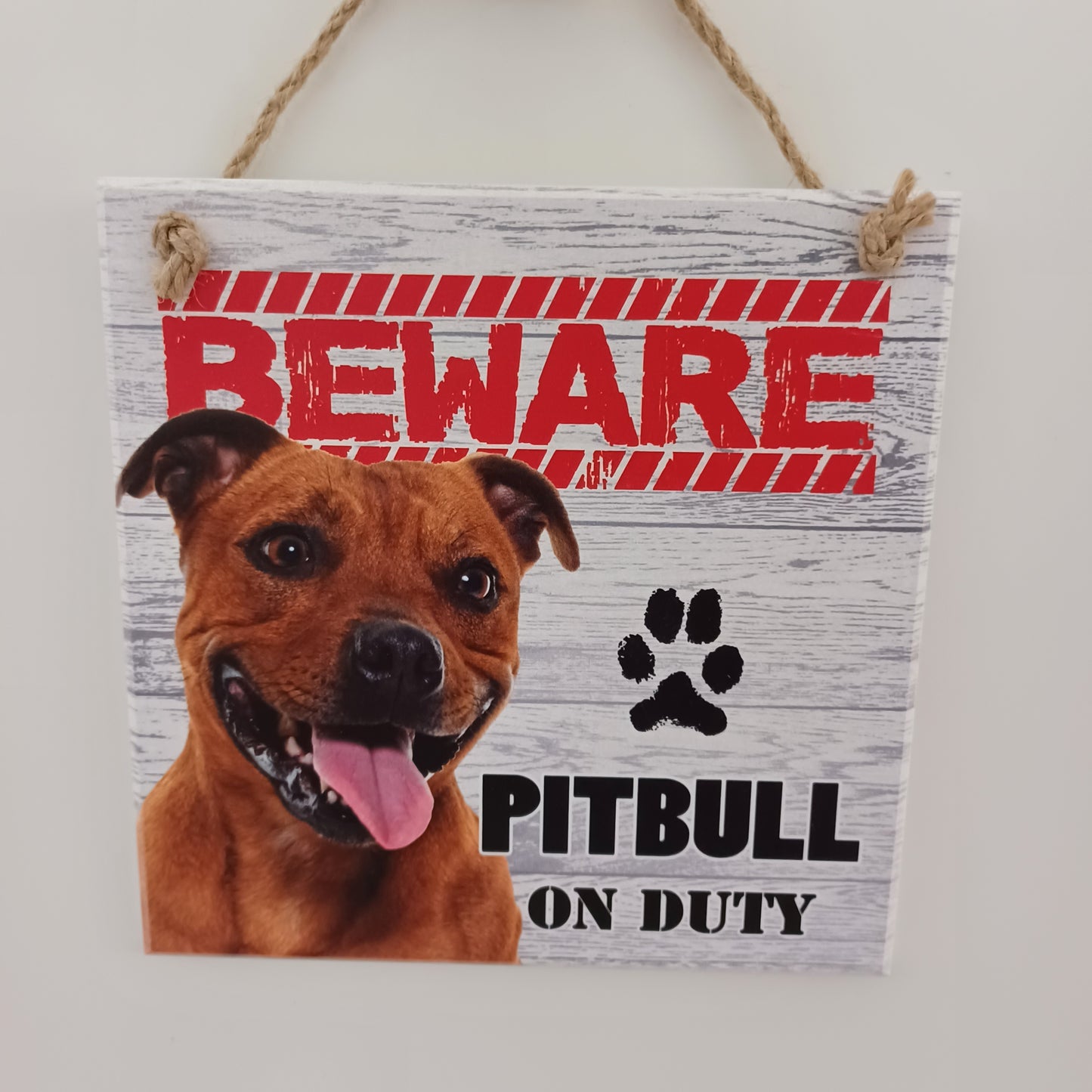 Beware Dog Plaque - Pitbull