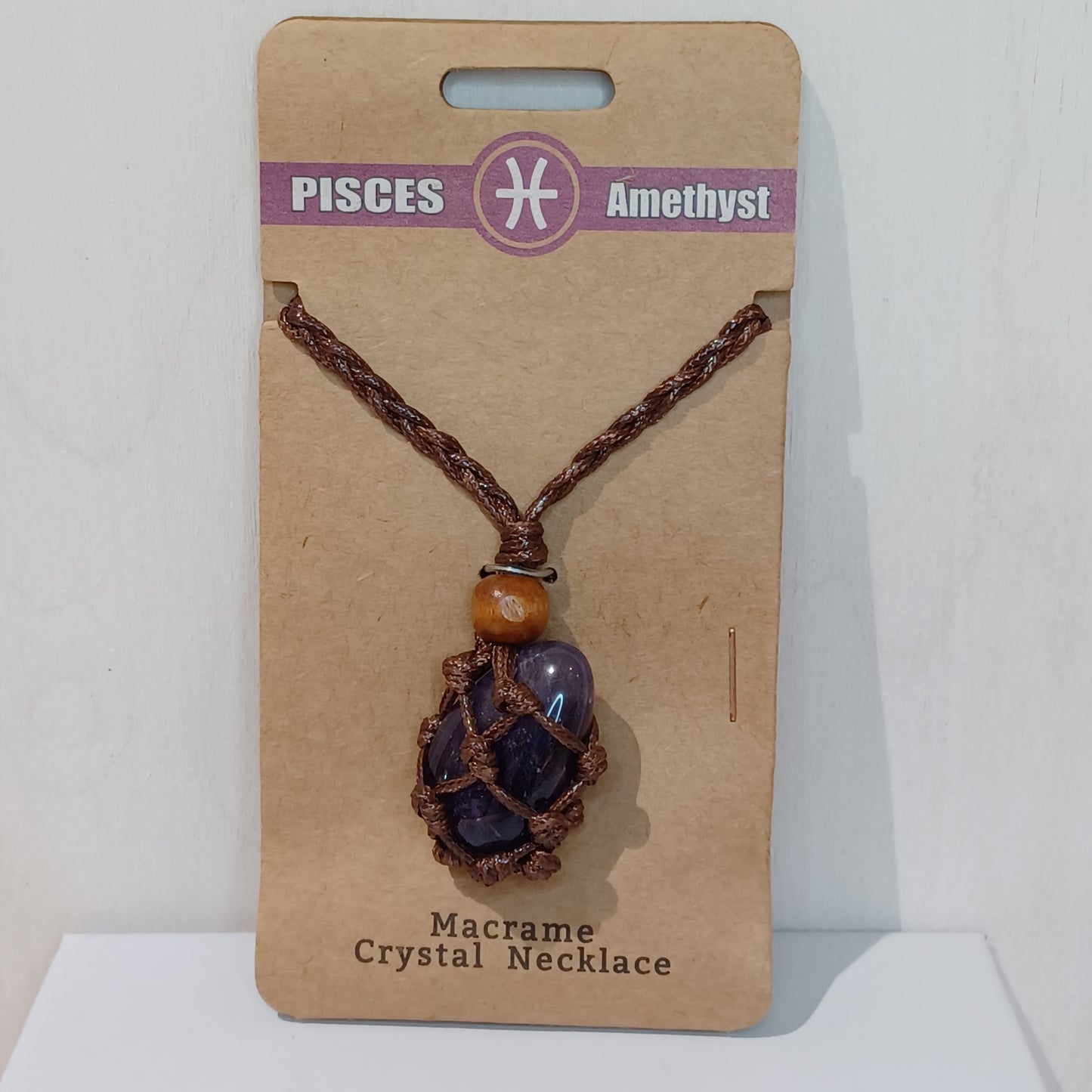 Macramé Crystal Necklace - Pisces Amethyst