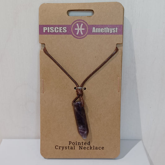 Pointed Crystal Necklace - Pisces Amethyst