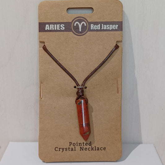 Pointed Crystal Necklace - Aries Red Jasper
