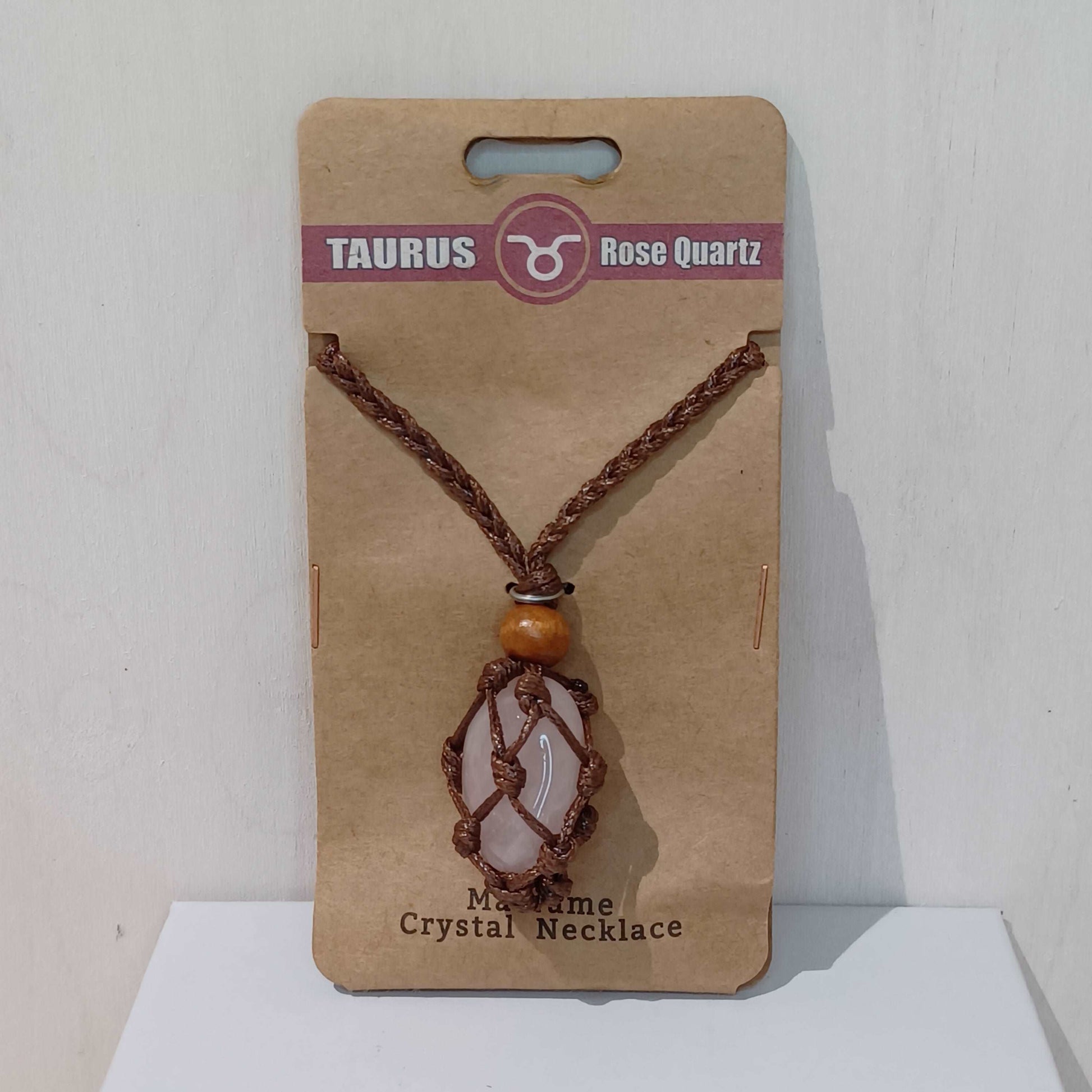 Macramé Crystal Necklace - Taurus Rose Quartz