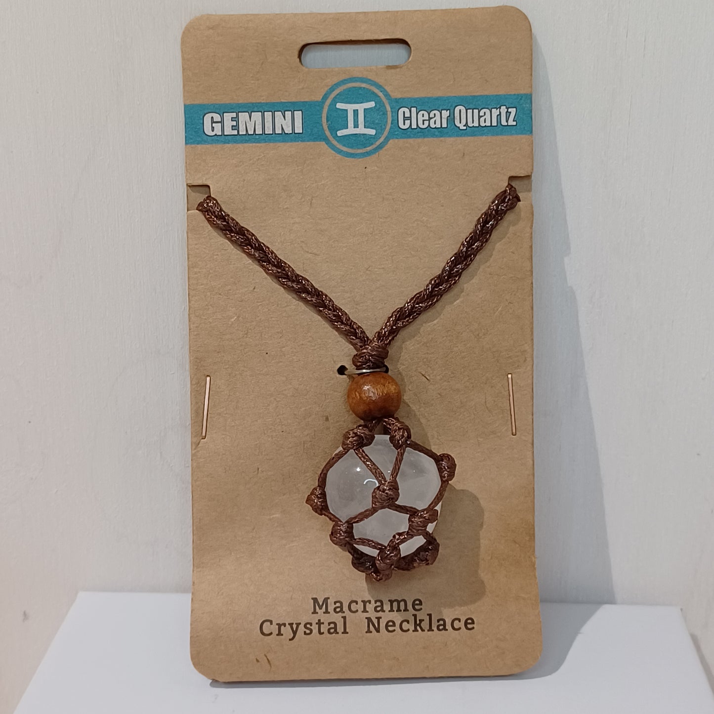 Macramé Crystal Necklace - Gemini Clear Quartz
