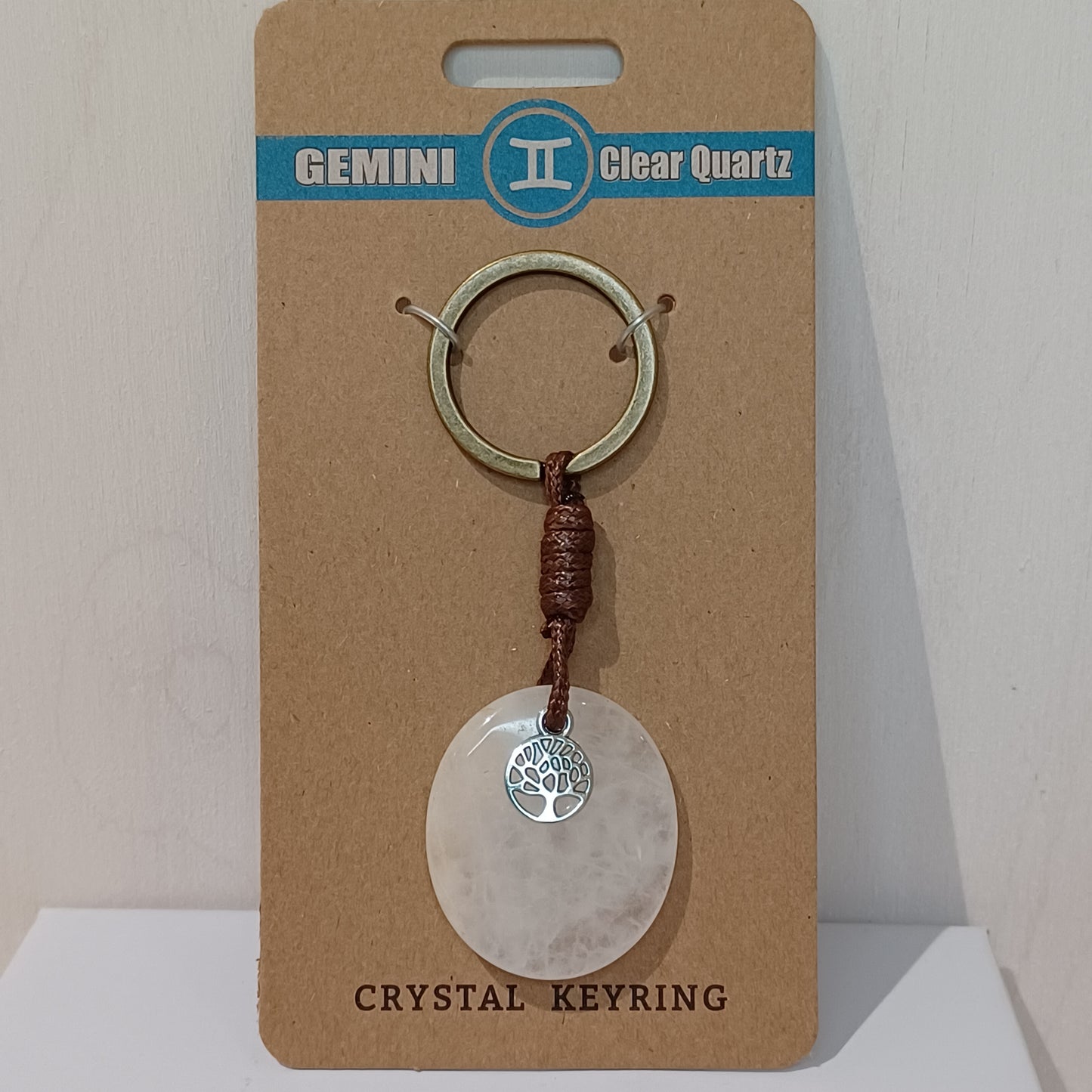 Crystal Keyring - Gemini Clear Quartz