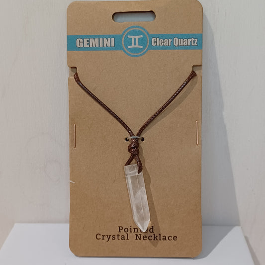 Pointed Crystal Necklace - Gemini Clear Quartz