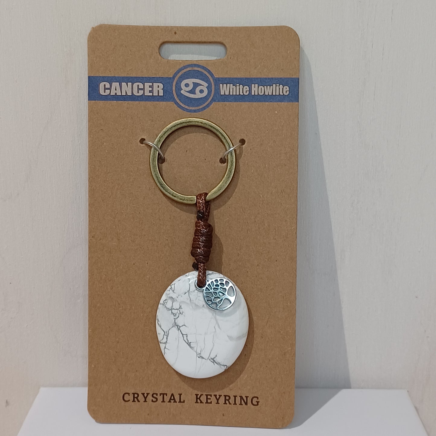 Crystal Keyring - Cancer White Howlite