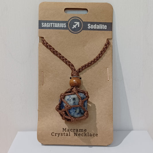 Macramé Crystal Necklace - Sagittarius Sodalite