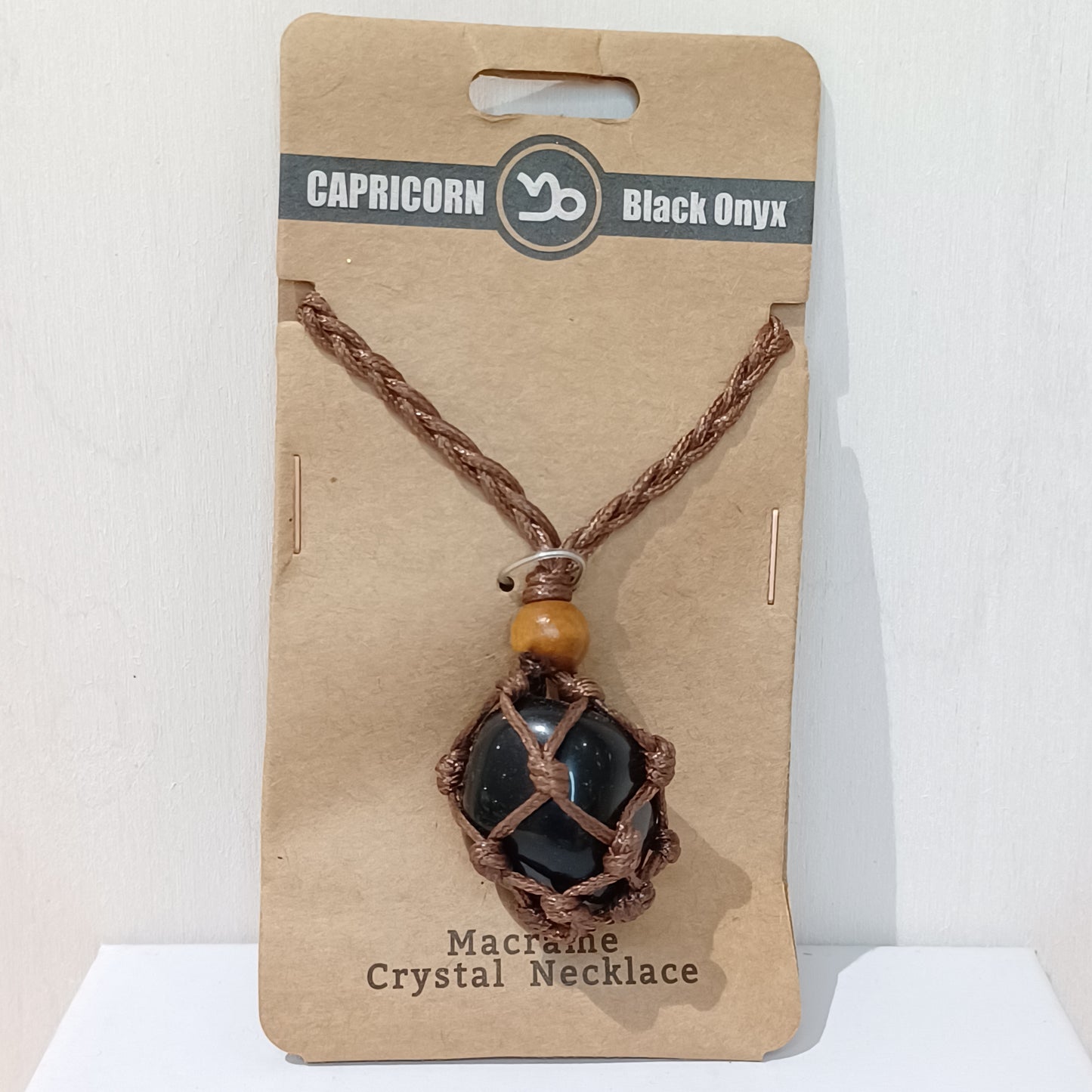 Macramé Crystal Necklace - Capricorn Black Onyx
