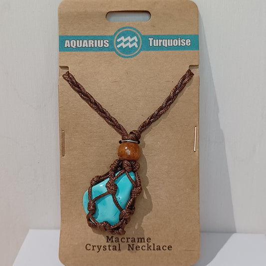 Macramé Crystal Necklace - Aquarius Turquoise