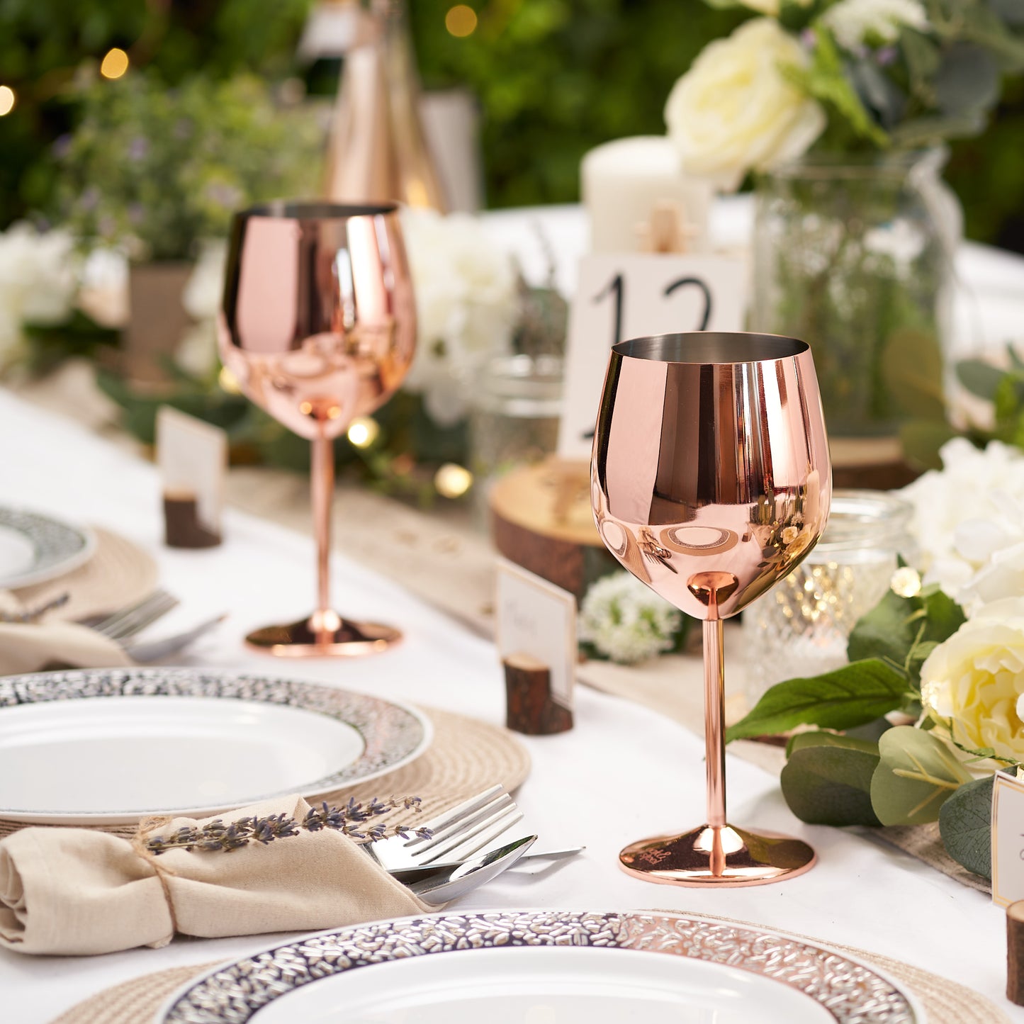 OS 2 Rose Gold Wine Glasses S/S