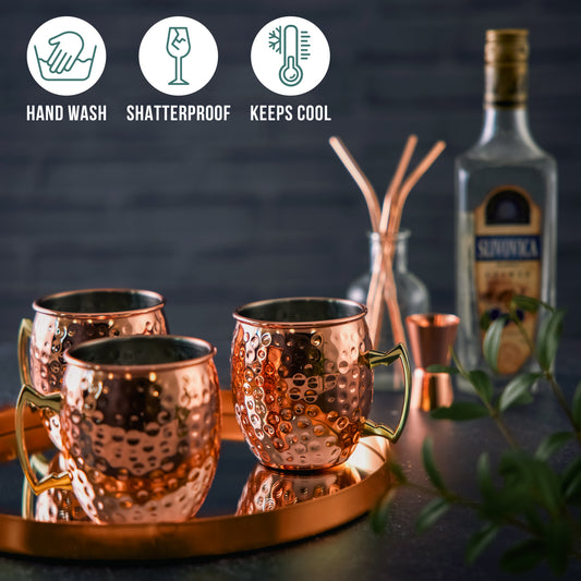 OS 4 Moscow Mule Cocktail Mugs Rose Gold