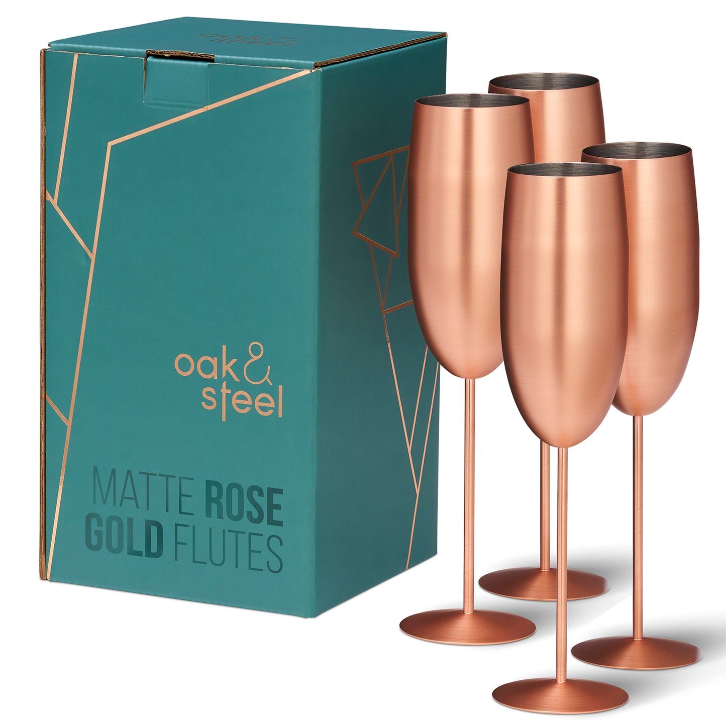 OS 4 Matt Rose Gold Champagne Flutes S/S