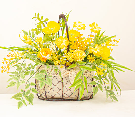 Floral Garden Basket Lemon Yellow