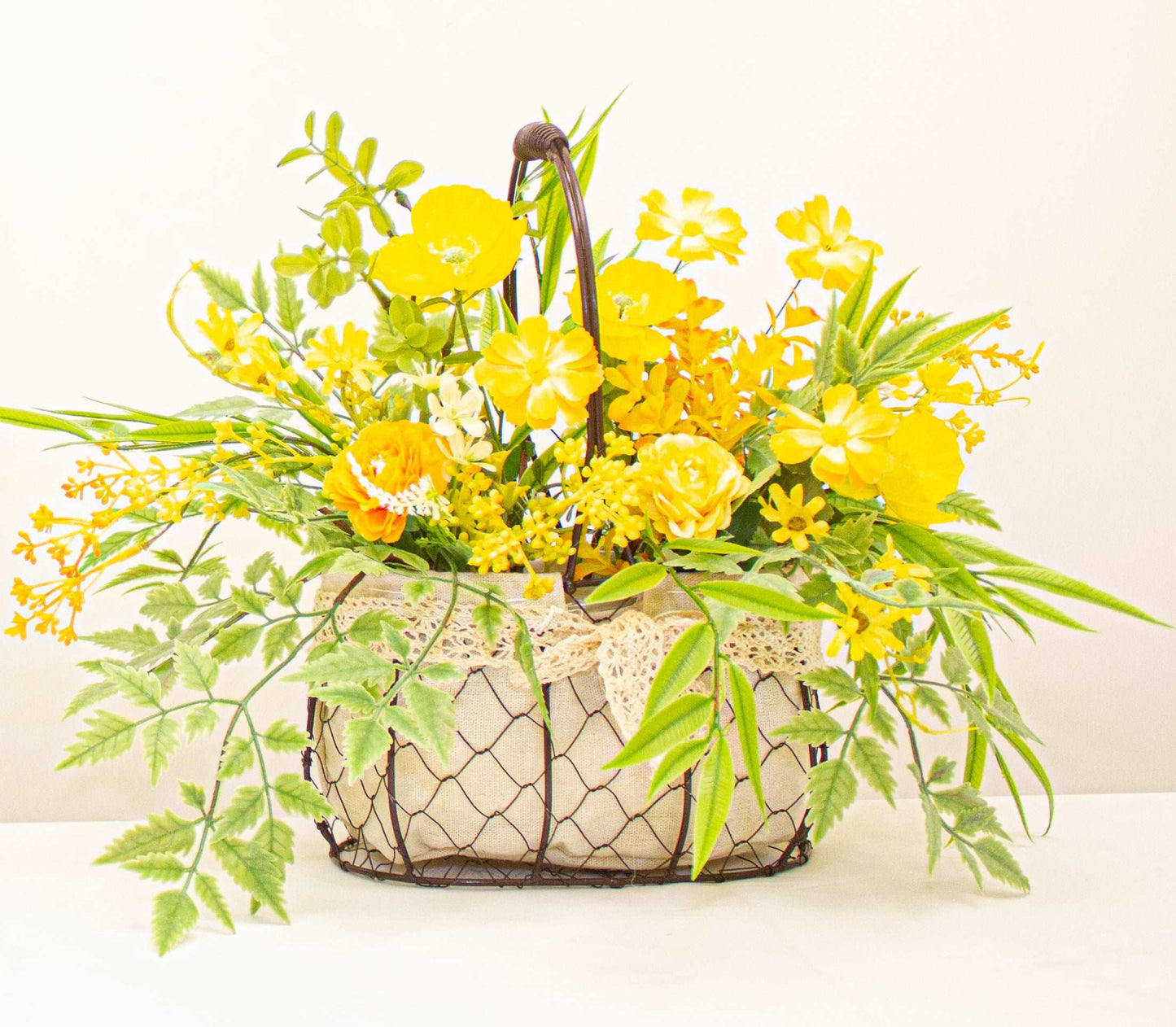 Floral Garden Basket Lemon Yellow