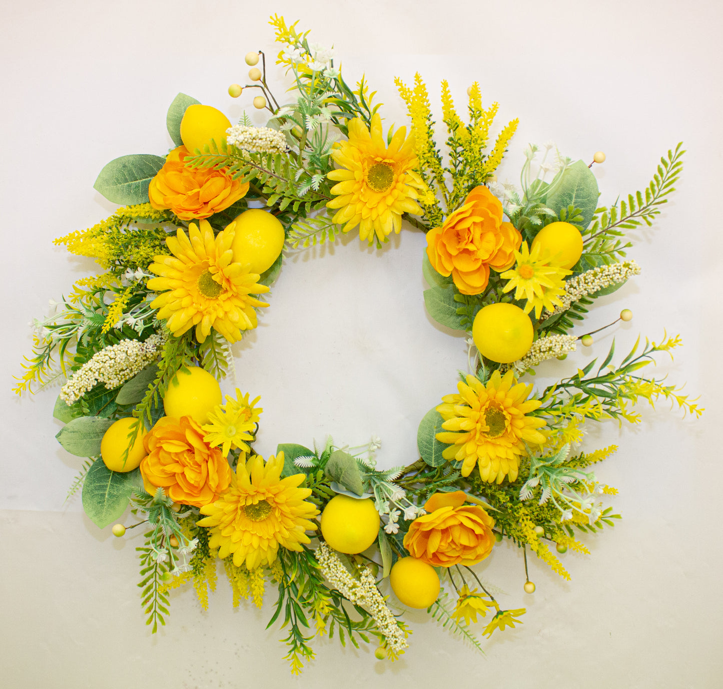 Gerbera & Lemon Floral Wreath 65cm