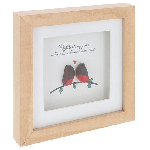 JD Pebble Glass Plaque Robins Appear