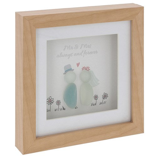 JD Pebble Glass Square Plaque Mr & Mrs