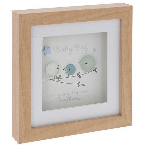 JD Pebble Glass Square Plaque Baby Boy
