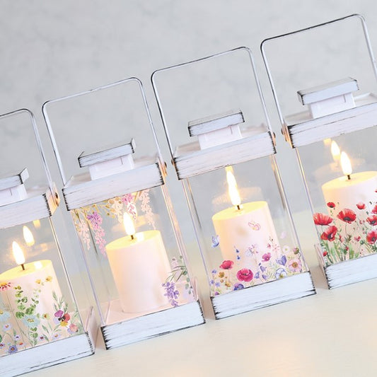 ST LED Floral Lantern 19cm 4 asst