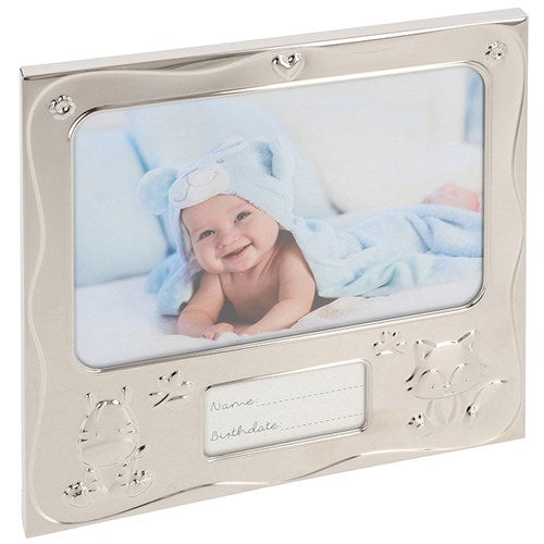 JD Silver Baby Birth Date Frame 6x4