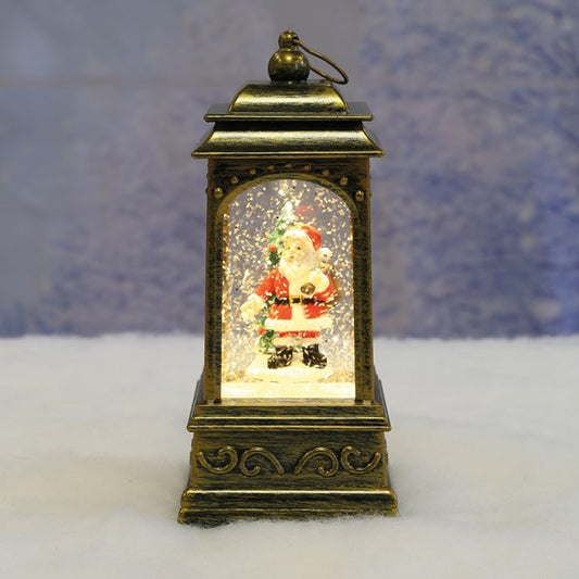 ST LED Santa Lantern Spinner 21cm