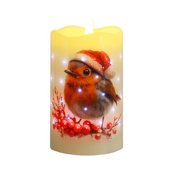 ST LED Robin Candle 7.5x12.5cm