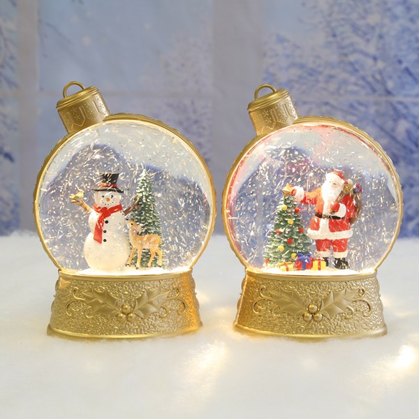 ST Santa Snowman Bauble Spinner Gold 21cm