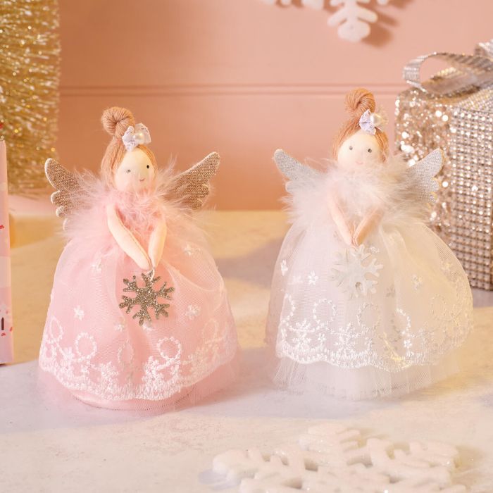 RL Christmas Pink & White Fairy Girl With Snowflake