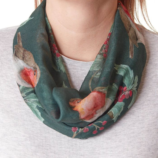 RL Xmas Robin Magnetic Clasp Scarf Fabric 2 asst