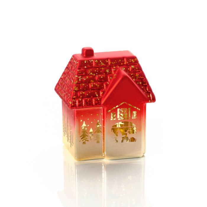 RL Christmas Red & White Effect Led House With Cut Out Trees