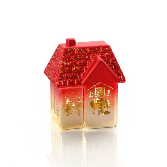 RL Christmas Red & White Effect Led House With Cut Out Trees