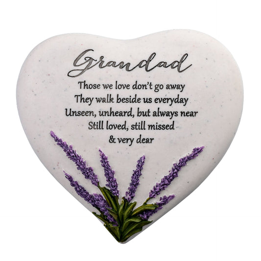 WDP Lavender Heart Grave Stone - Grandad