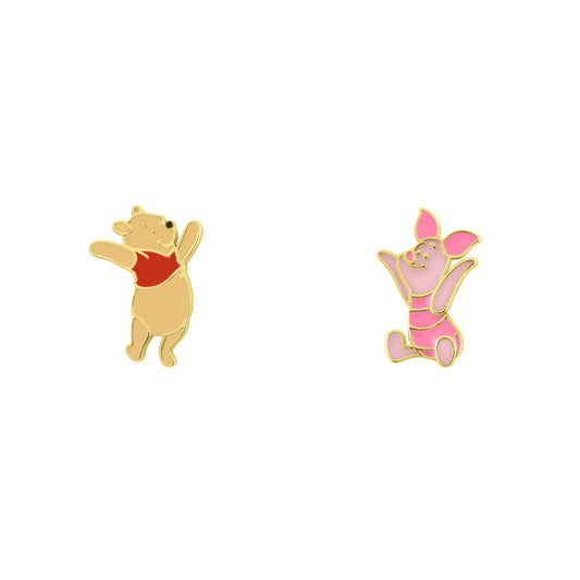 Yg Plt Winnie The Pooh Mismatched Enamel Studs SS925