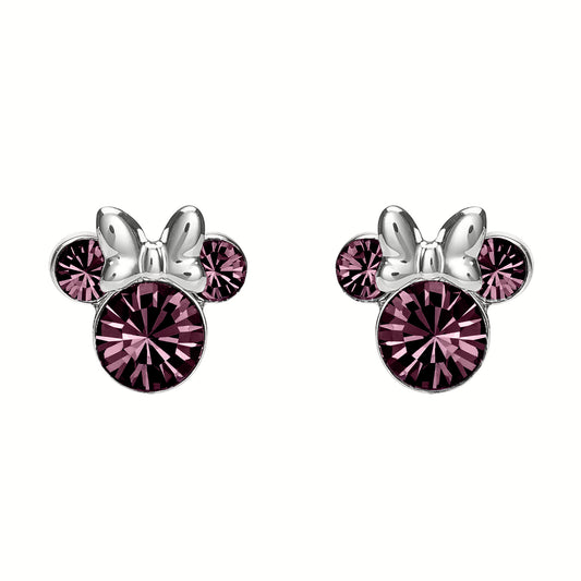 Disney Minnie Mouse February Birthstone Studs SS925