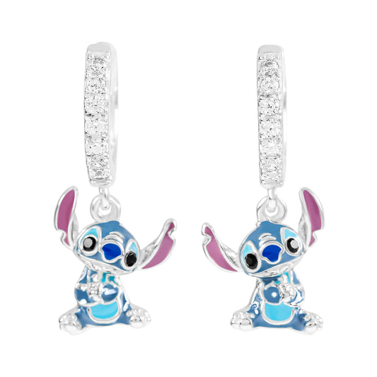 Sitting Stitch Charm Hoop Earrings SS925