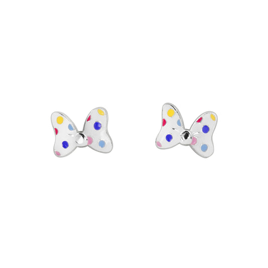 Minnie Mouse Enamel Fill Polka Dot Bow Stud SS925