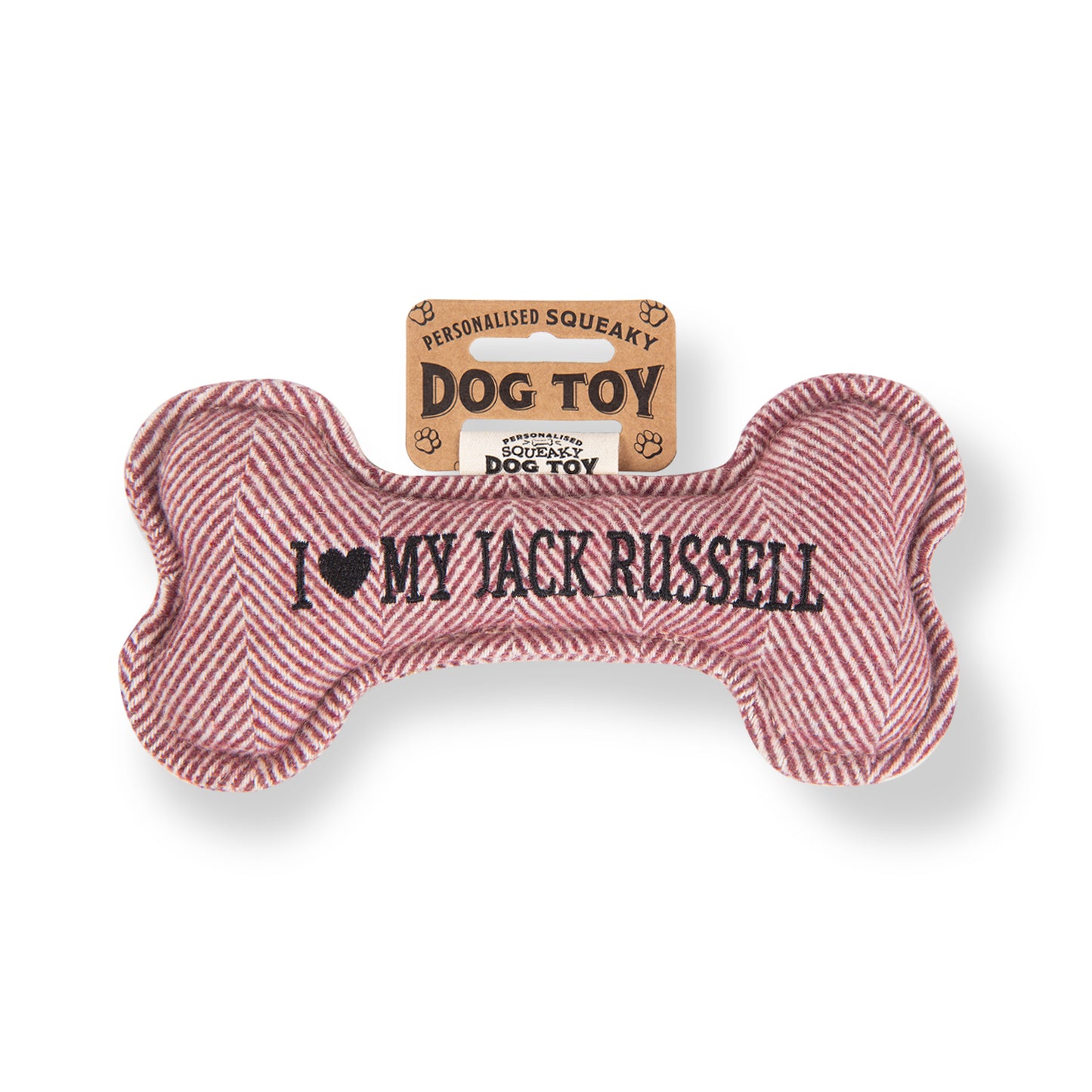 Squeaky Bone Dog Toy - I Love My Jack Russell