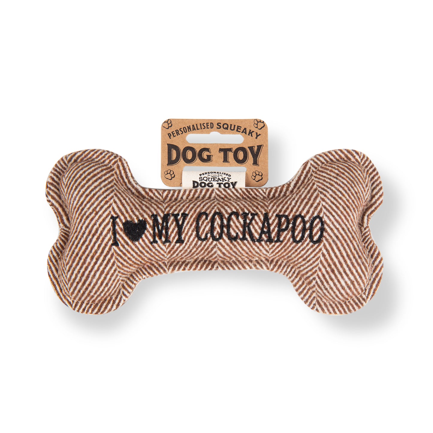 Squeaky Bone Dog Toy - I Love My Cockapoo