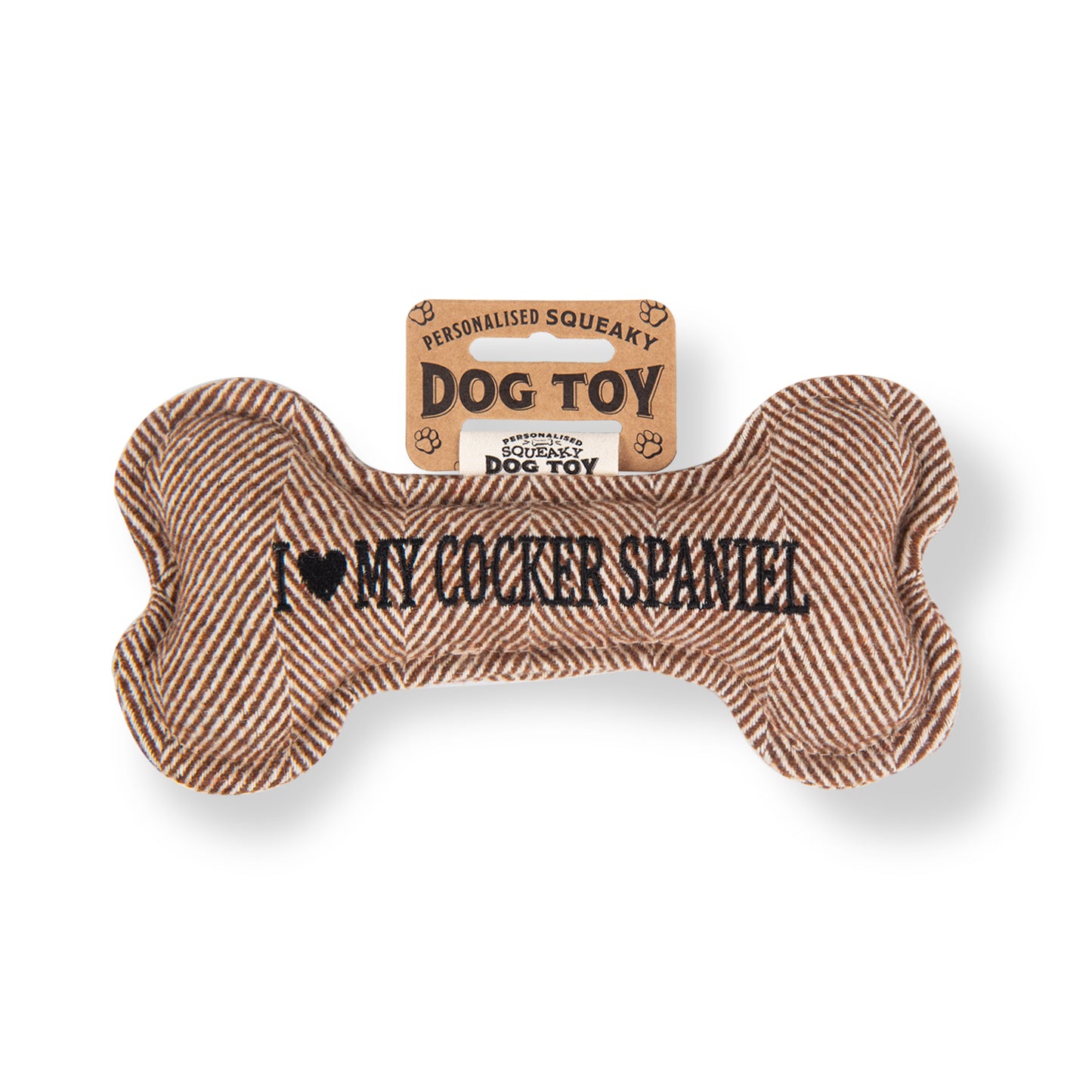 Squeaky Bone Dog Toy - I Love My Cocker Spaniel
