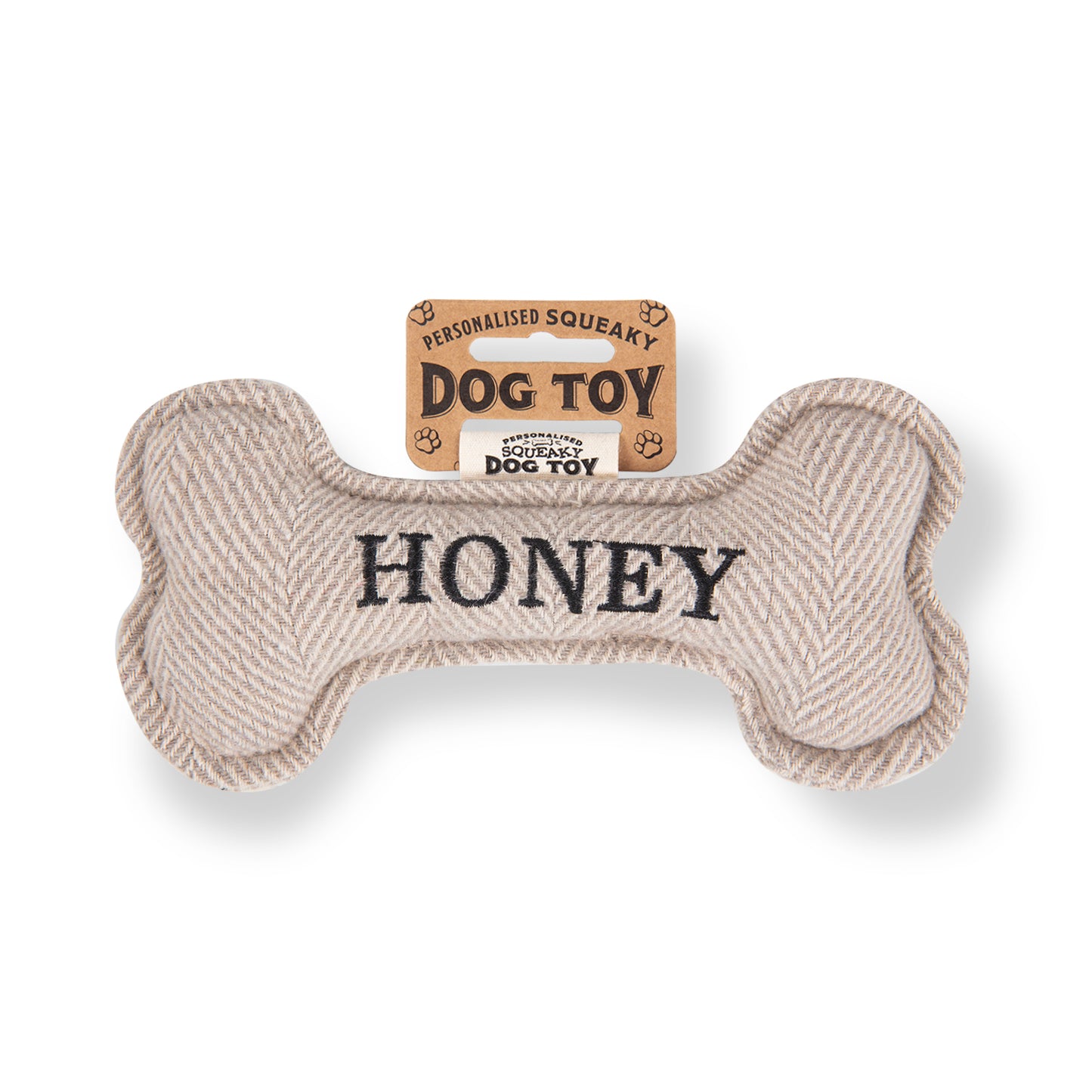 Squeaky Bone Dog Toy - Honey