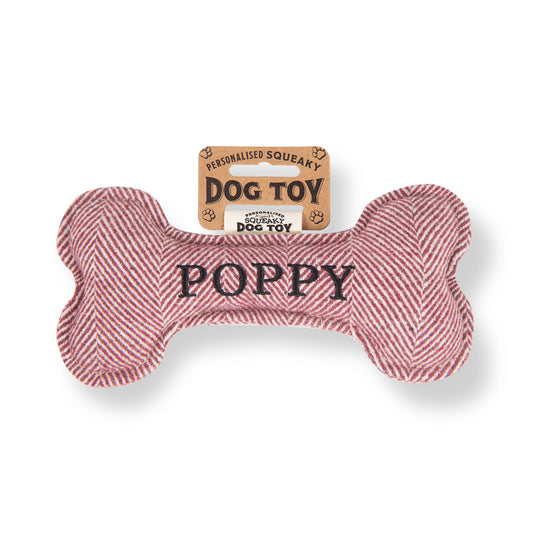 Squeaky Bone Dog Toy - Poppy