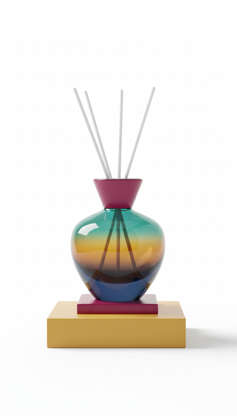 Art Glass Diffuser with Crimson Swirl Accent