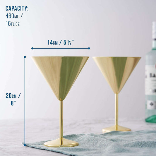 OS 4 Matt Gold Martini Glasses S/S