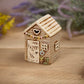 Stoneware Garden Shed With Embossed Blue Flower Tea Light Holder